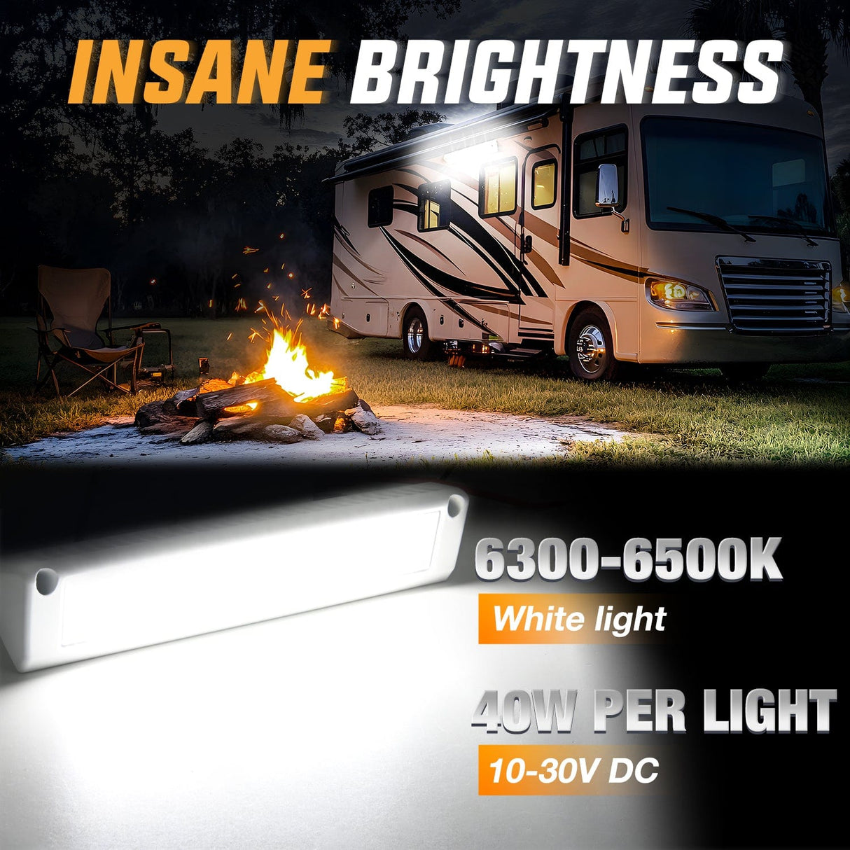 Area Lights RV Exterior Light 13 Inch White Beam Porch Lights White Aluminum