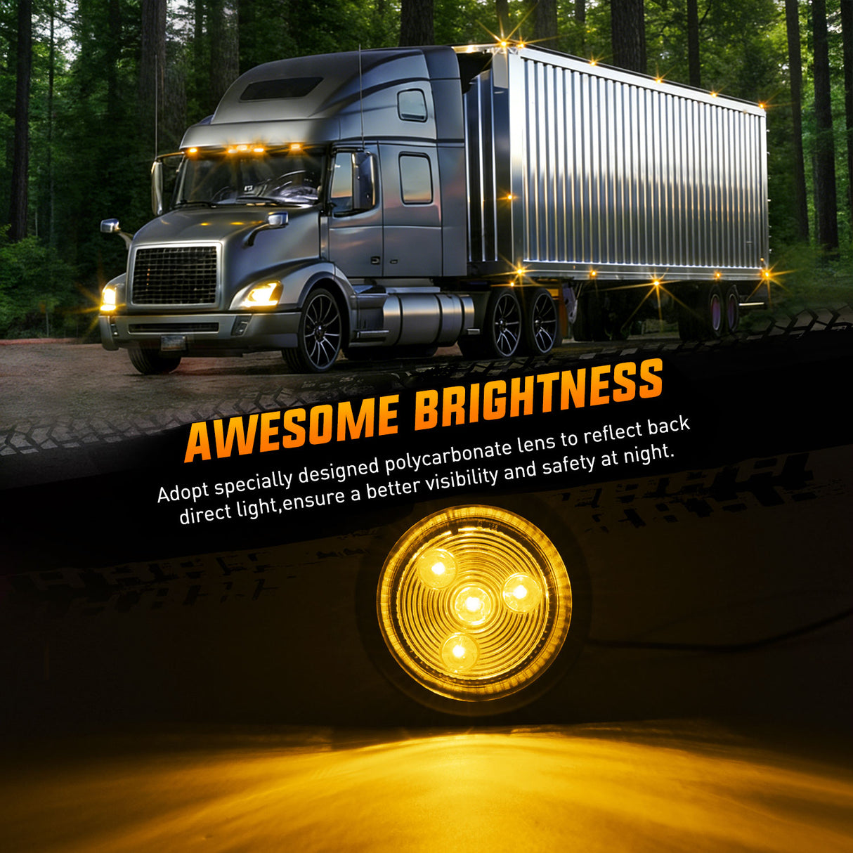 Side Marker Clearance Lights 2 Inch Amber Round Side Marker Light (5 Pcs)