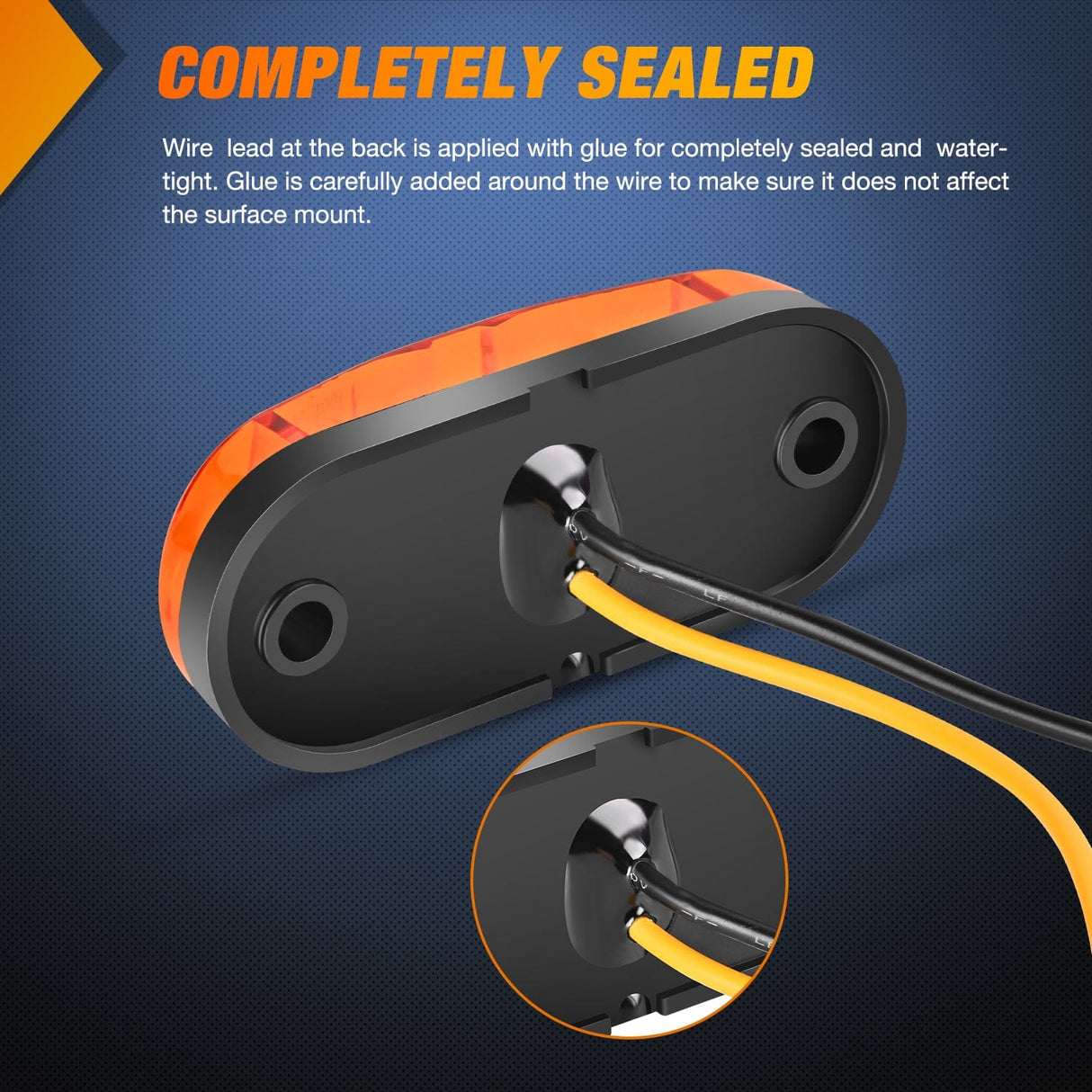 Side Marker Clearance Lights 2.5Inch Oval Amber 2 Diode LED Side Marker Light 20PCS