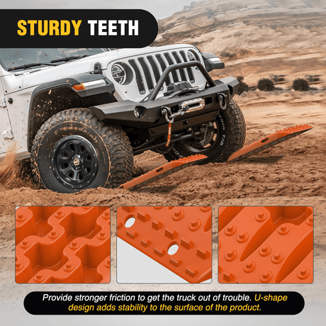 Traction Boards Off-Road Recovery Traction Boards For 4WD 4X4 with 2PCS Mounting kit Zipper Bag 2 leashes (Orange)