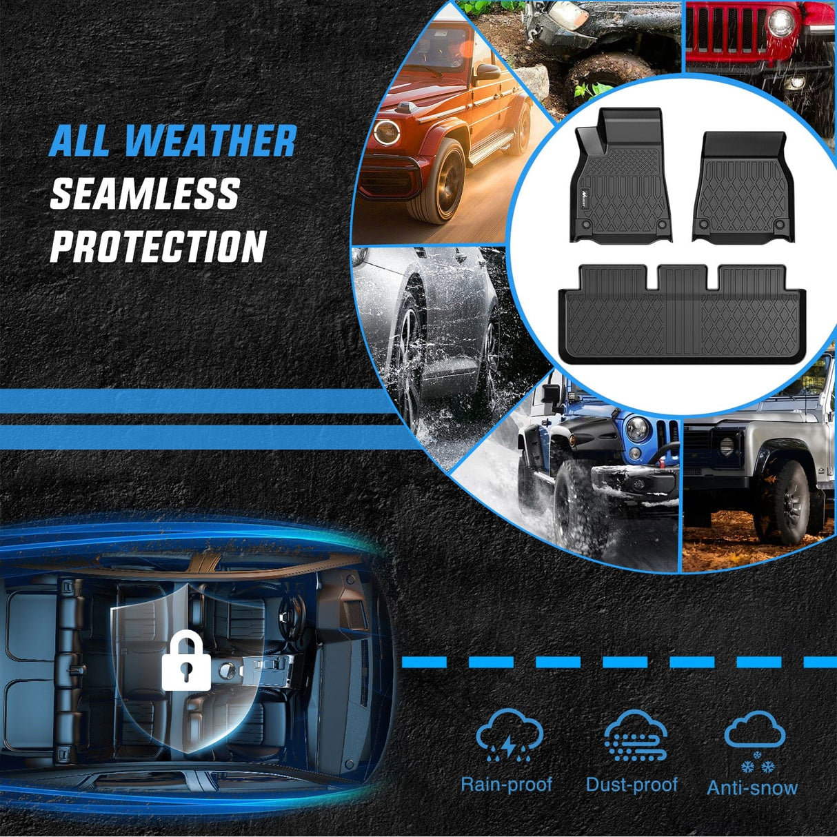 Floor Mat Floor Mats for Tesla Model S & Plaid 2021 2022 2023 2024 2025 All Weather Custom Fit Heavy Duty Floor Liners