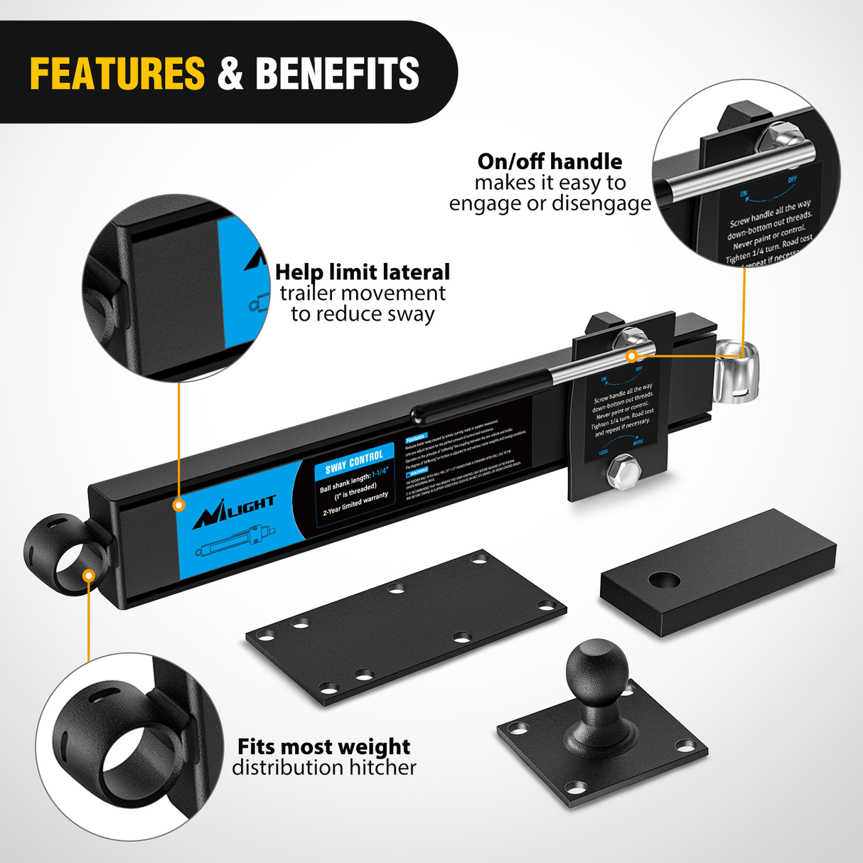 Trailer Hitch Trail Anti-Sway Bar Control Kit