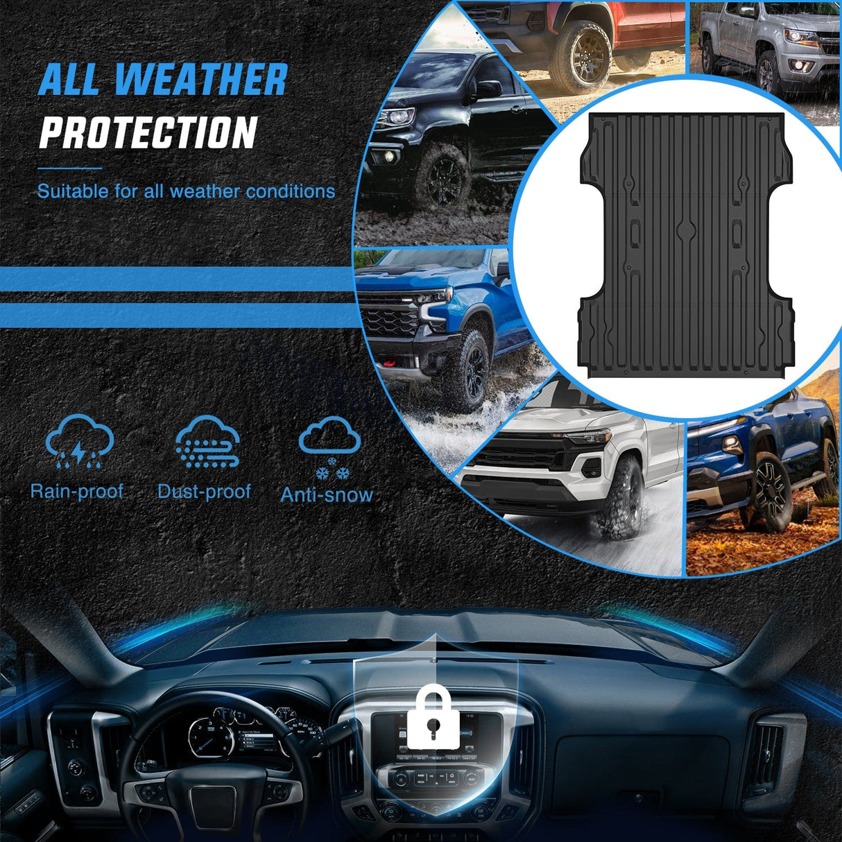 Truck Bed Mat 6.8ft Rubber Short Bed For 2017 2018 2019 2020 2021 2022 2023 Ford F-250 / F-350 / F-450