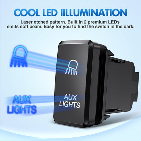 Rocker Switch Toyota AUX Lights Push Button Switch 12V ON Off Switch with Connector Wire Kit