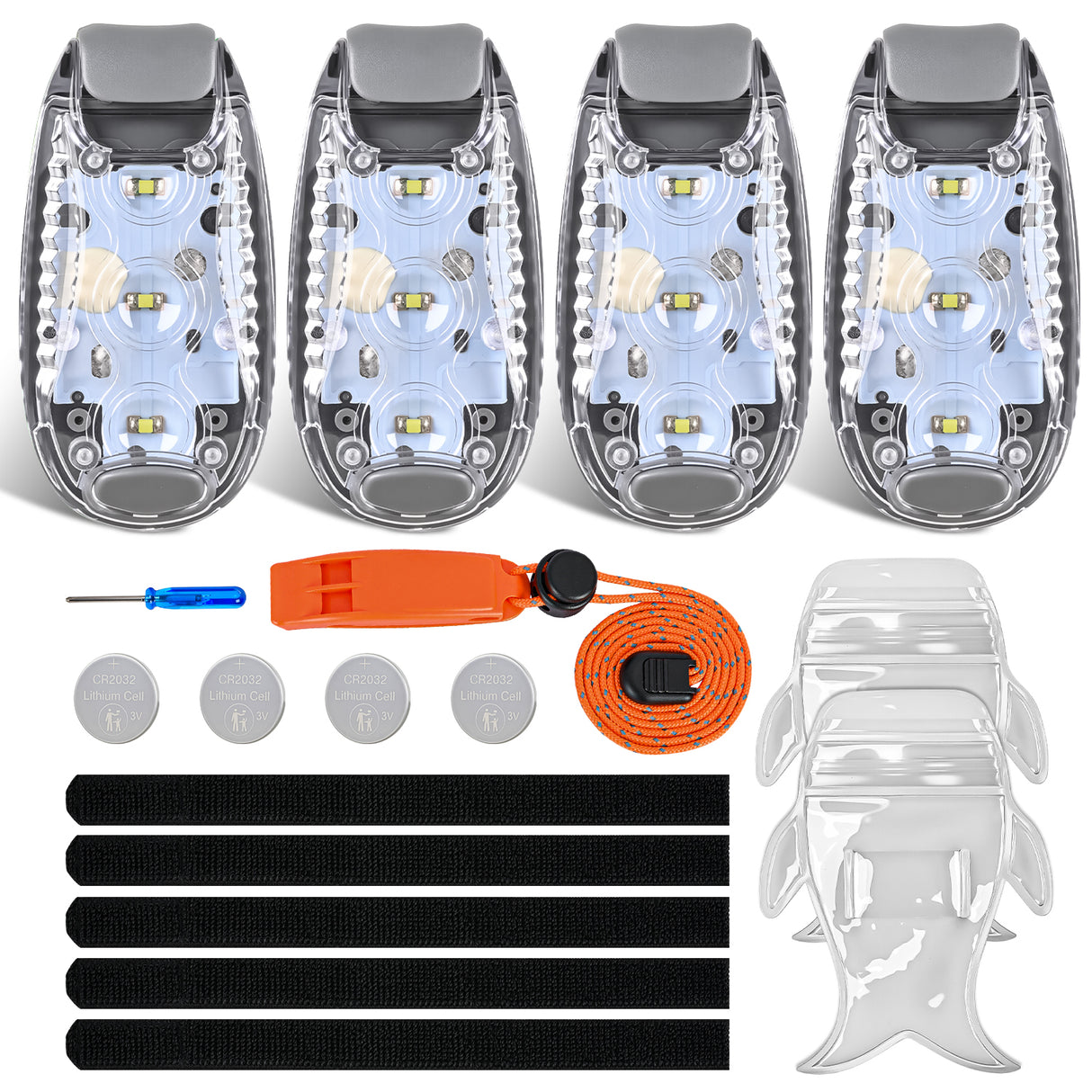 Nilight LED Safety Light 4PCS White Marine Navigation Bike Tail Lights Three Modes Waterproof Reflective Gear Clip On Flash Strobe Indicator Lamp for Night Boating Fishing Cycling Jogging