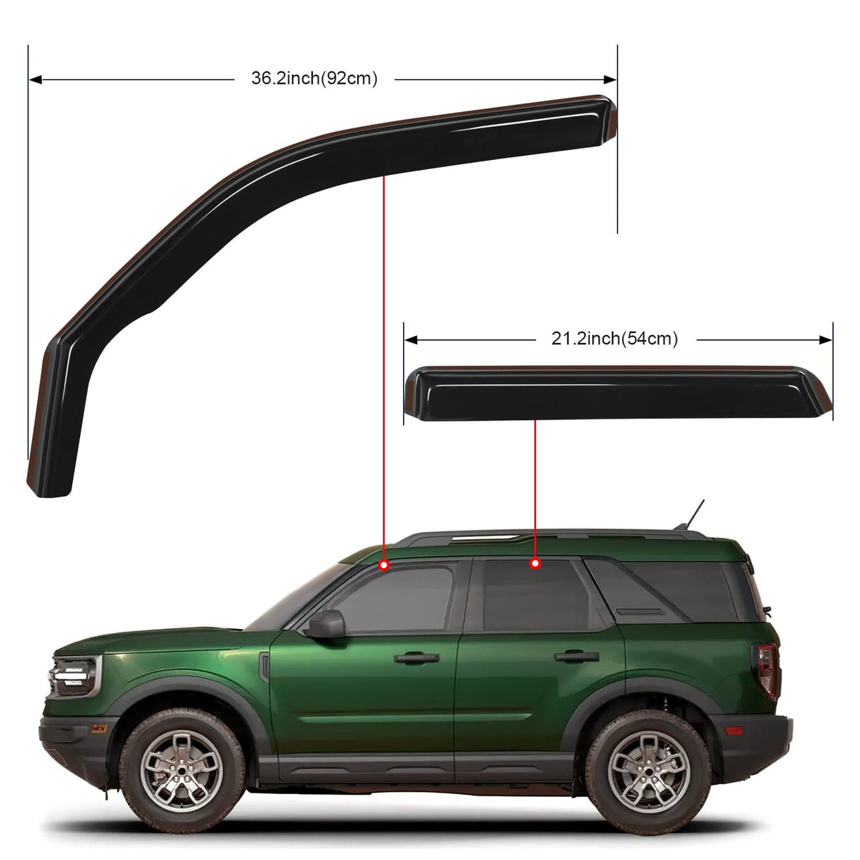 Rain Guards Rain Guards for Ford Bronco Sport 2021 2022 2023 2024 Original Window Deflectors,Vent Window Visors-4PCS