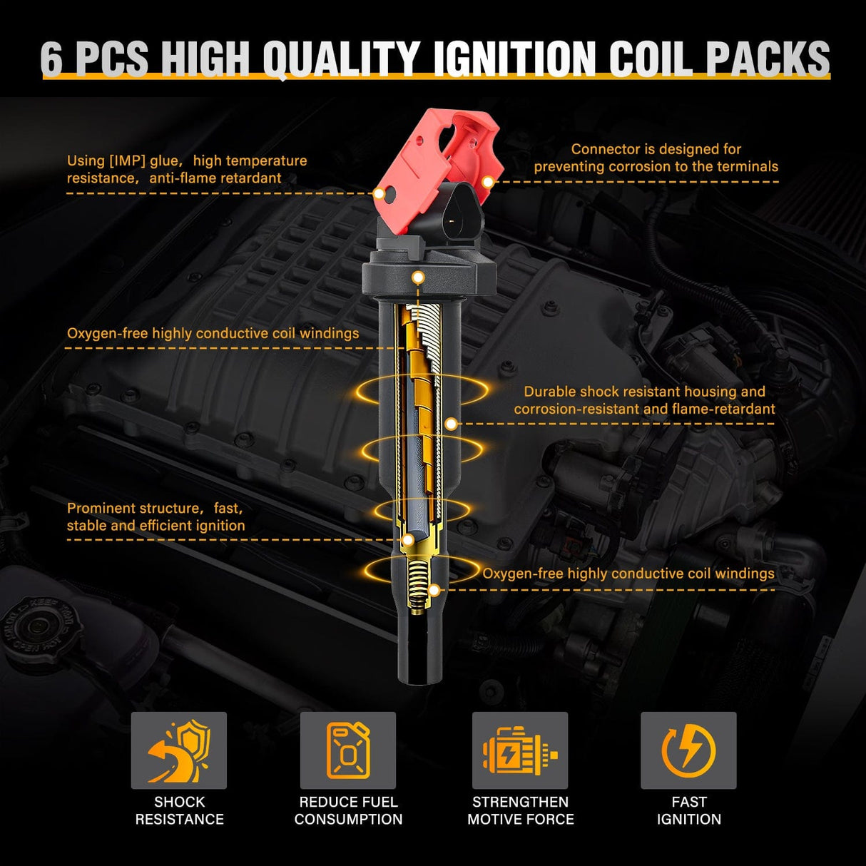 ignition coil pack Ignition Coil UF592 C1638 Automotive Replacement Ignition Coils Fit for BMW 325i 325Ci 328i 330Ci 335i 525i 528i 530i 535i 545i 745Li X3 X5 M5 M6 Z4-2.5 3.0 4.4 4.8L Engine 0221504470
