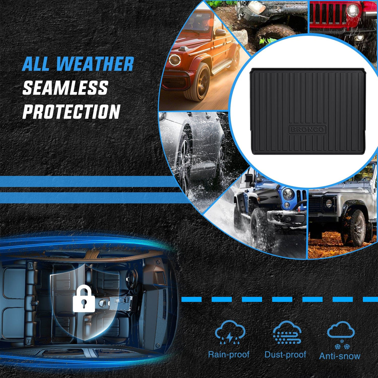 Cargo Mats 2021 2022 2023 2024 2025 Ford Bronco 4 Door Cargo Mats