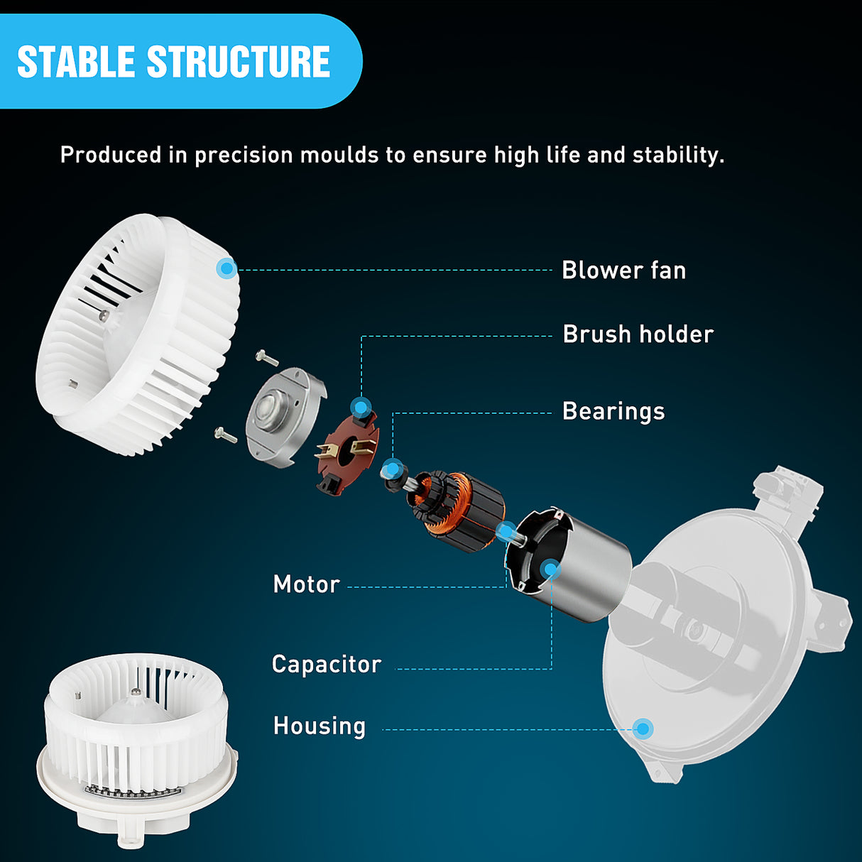 Nilight HVAC Heater Blower Motor Fit for Toyota Sequoia 2008 2009 2010 2011 2012 2013 2014 2015 2016 2017 2018 2019 2020 2021 2022, Sienna 11-20 Front Side, Replace# 87103-0C051 700298 75050