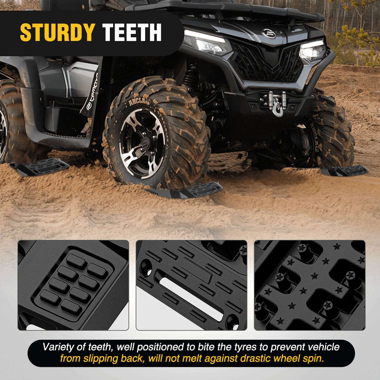 Traction Boards Off-Road Mini Short Recovery Traction Boards For 4WD 4X4 (2PCS Black)