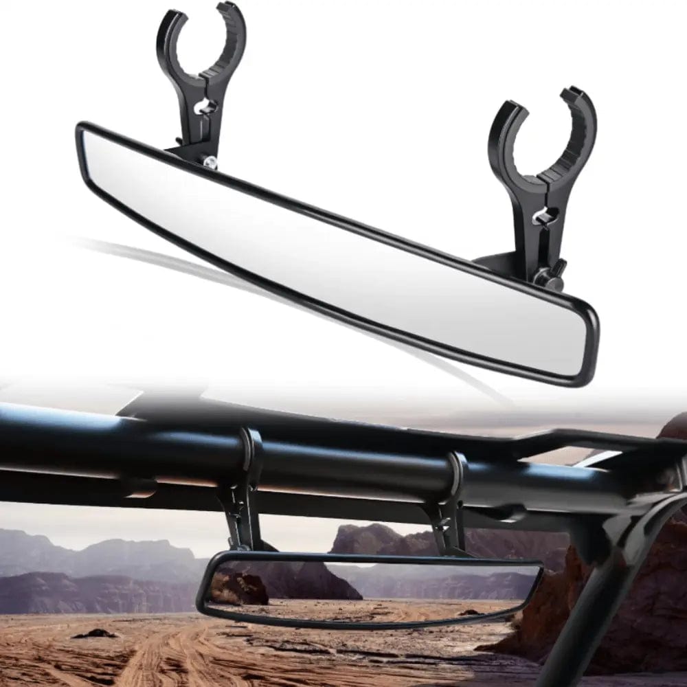 UTV Mirror UTV Rear View Mirror 15in Wide Clear Convex Center Mirror with 3/4in 1.75in or 2in Clamps for Polaris RZR PRO XP R Pioneer Can Am Commander Maverick Kawasaki