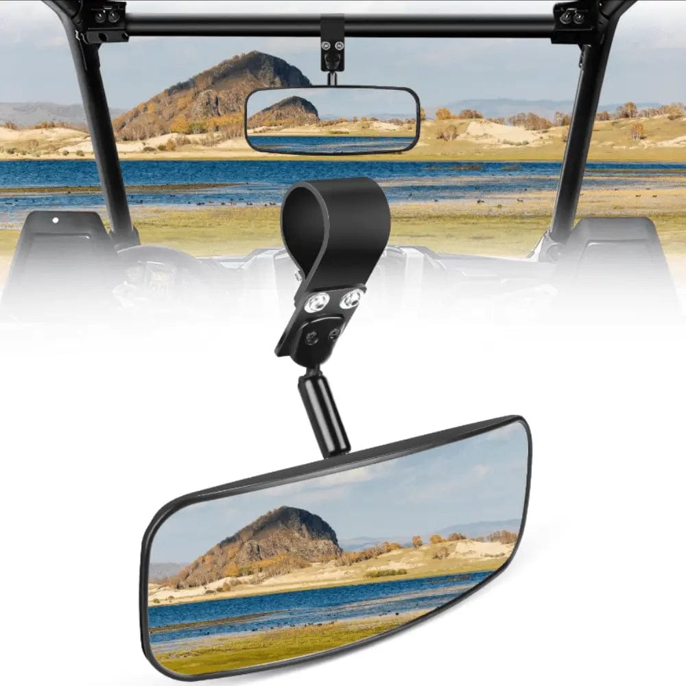 UTV Mirror UTV Rear View Mirror 12in Wide Clear Convex Center Mirror with 3/4in 1.75in to 2in Clamps for Polaris RZR PRO XP R Pioneer 1000 Can Am Maverick X3 Kawasaki