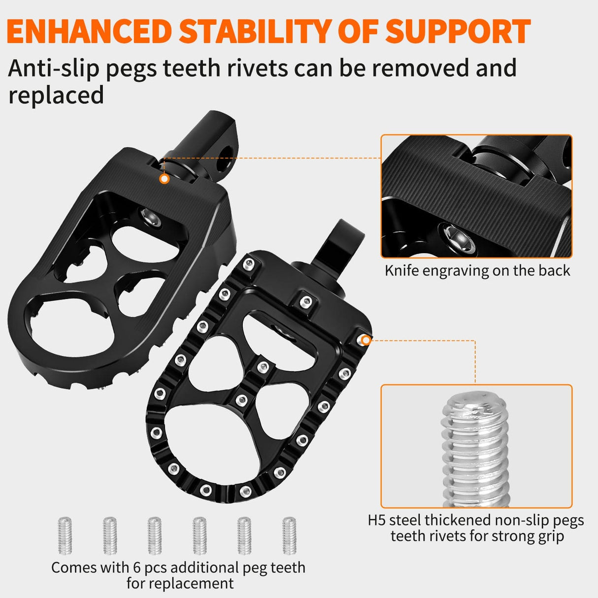 Motorcycle Foot Pegs Motorcycle Foot Pegs Dirt Bike Footpegs Fit for Harley Dyna 1993-2017 Fatboy 1990-2017 Iron 883 2009-2017 Sportster 883 360° Rotating CNC Foot Pegs Heavy Duty Aluminum Alloy Peg Pedal, Black