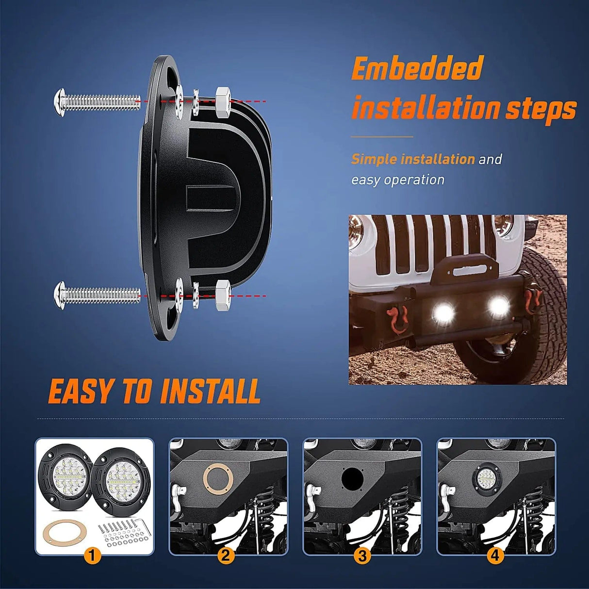 LED Work Light 5 Inch 36W Upgraded Flush Mount Spot Flood LED Work Lights (Pair)