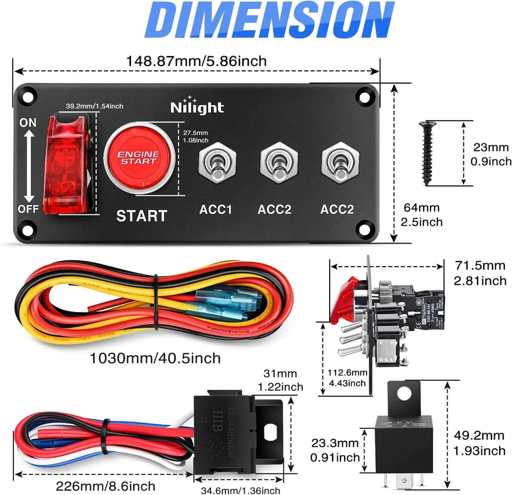 Rocker Switch 5 in 1 Racing Car Ignition Rocker Switch Panel