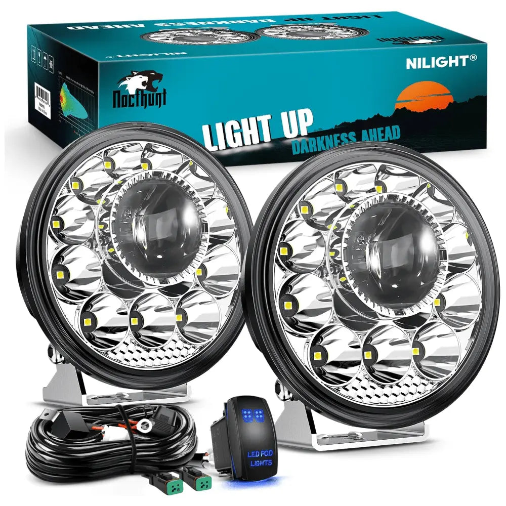 5.75 Inch 12LED Round Spot Night Vision LED Light Pods (Pair) | 16AWG ...