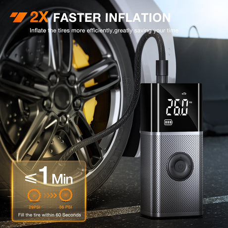 inflator Tire Inflator Portable Air Compressor Rechargeable 12VDC 150PSI Cordless Battery Cigarette Powered