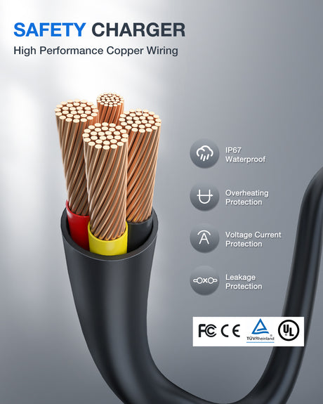 Nilight EV Charger Level 2, 40 Amp 240V, 25ft Cable SAE J1772 Portable Electric Car Charger with NEMA 14-50P Plug, Adjustable Current/Delay Timer