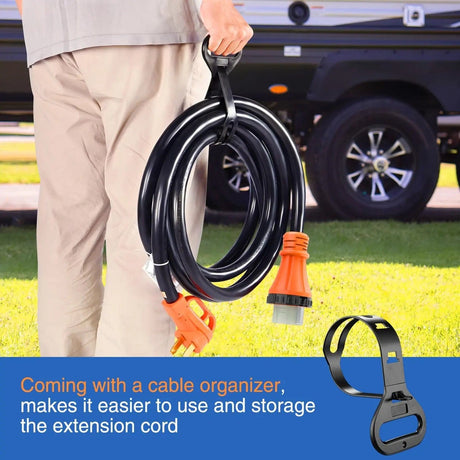 RV Parts 50 Amp 25FT RV Locking Extension Cord 250V Heavy Duty 6/3+8/1 Gauge Pure Copper STW Wire ETL Listed 4 Prong 14-50P SS2-50R 50F/50M Cable Suit for Trailer Campers Caravan