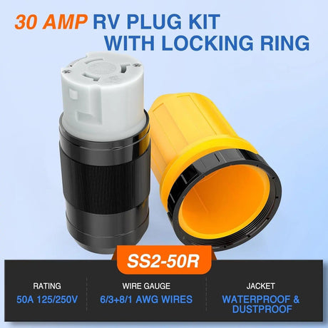RV Parts 50AMP RV Plug Power Cord Inlet Cover Ring