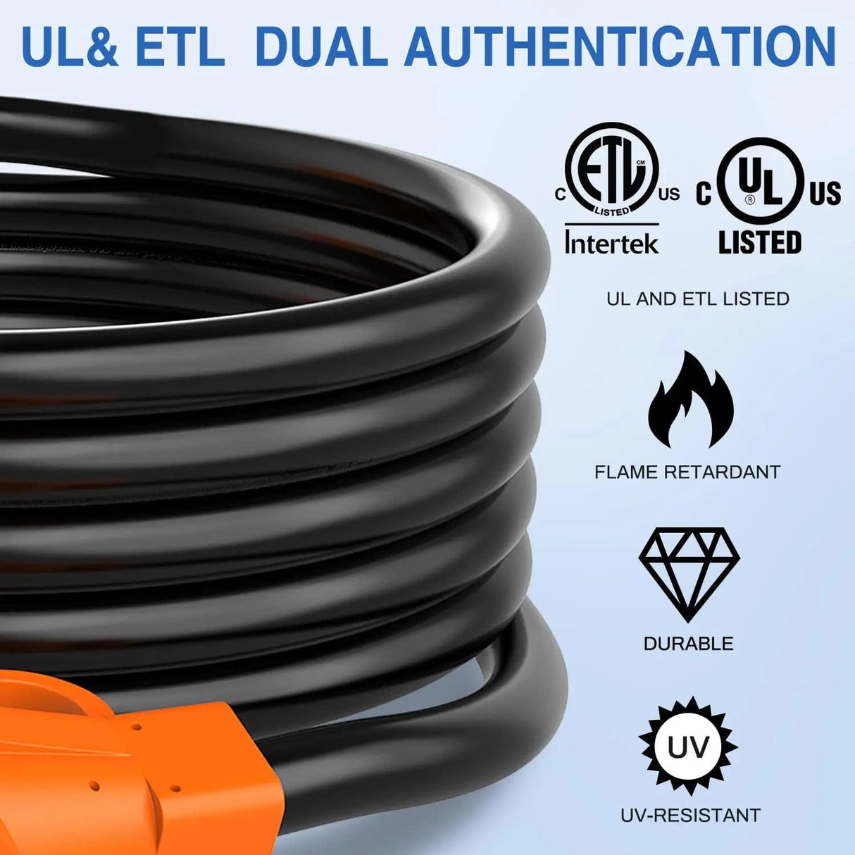 RV Parts 50 Amp15FT RV EV Extension Cord 250V Heavy Duty 6/3+8/1 Gauge Pure Copper STW Wire UL ETL Listed 4 Prong Nema 14-50P 14-50R 50F/50M Cable Suit for RVs EVs Trailer Campers