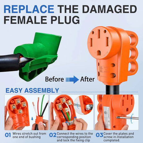 RV Parts 50Amp RV Replacement Female Plug