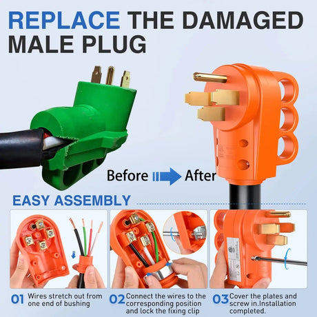 RV Parts 50Amp RV Replacement Male Plug