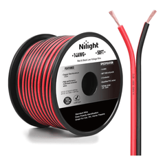 14AWG 50FT Copper Clad Aluminum Wire 14/2 Gauge Red Black CCA Electrical Cable 2 Conductor Parallel 12V/24V DC Flexible Extension Cords