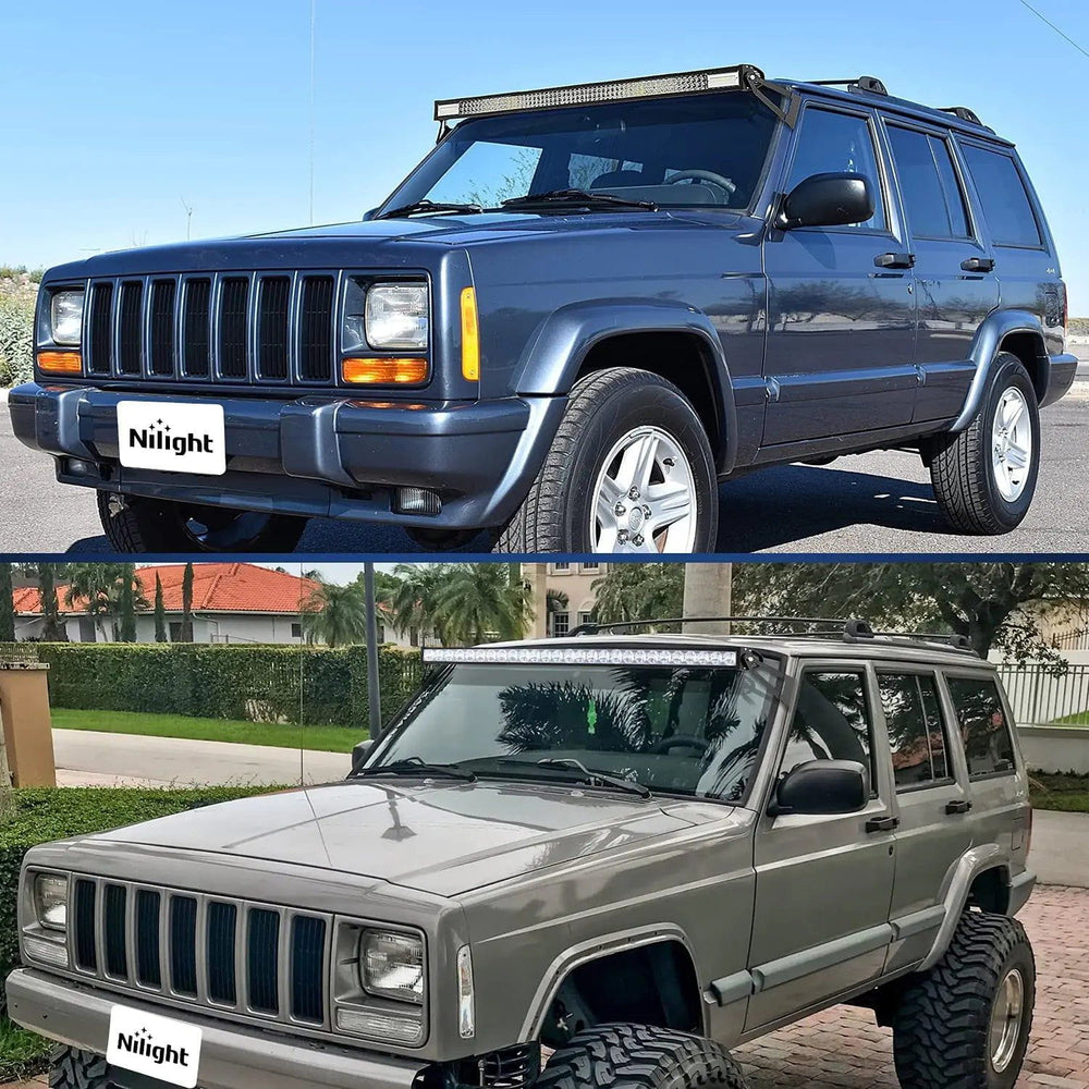 Mounting Accessory 50” Curved Light Bar Bracket at Upper Windshield Roof Cab for 1984-2001 Jeep Cherokee XJ & 1986-1992 Comanche MJ (Pair)