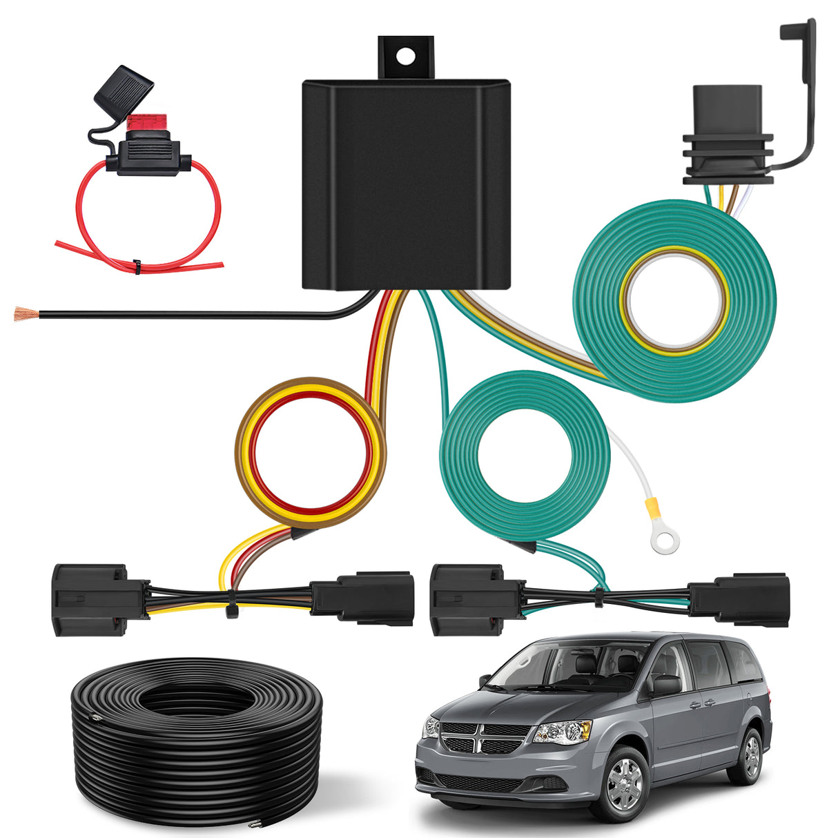 4 Pin Trailer Wiring Harness Kit 56331 for2011 2012 2013 2014 2015 2016 2017 2018 2019 2020 Dodge Grand Caravan Chrysler Town & Country Ram C/V