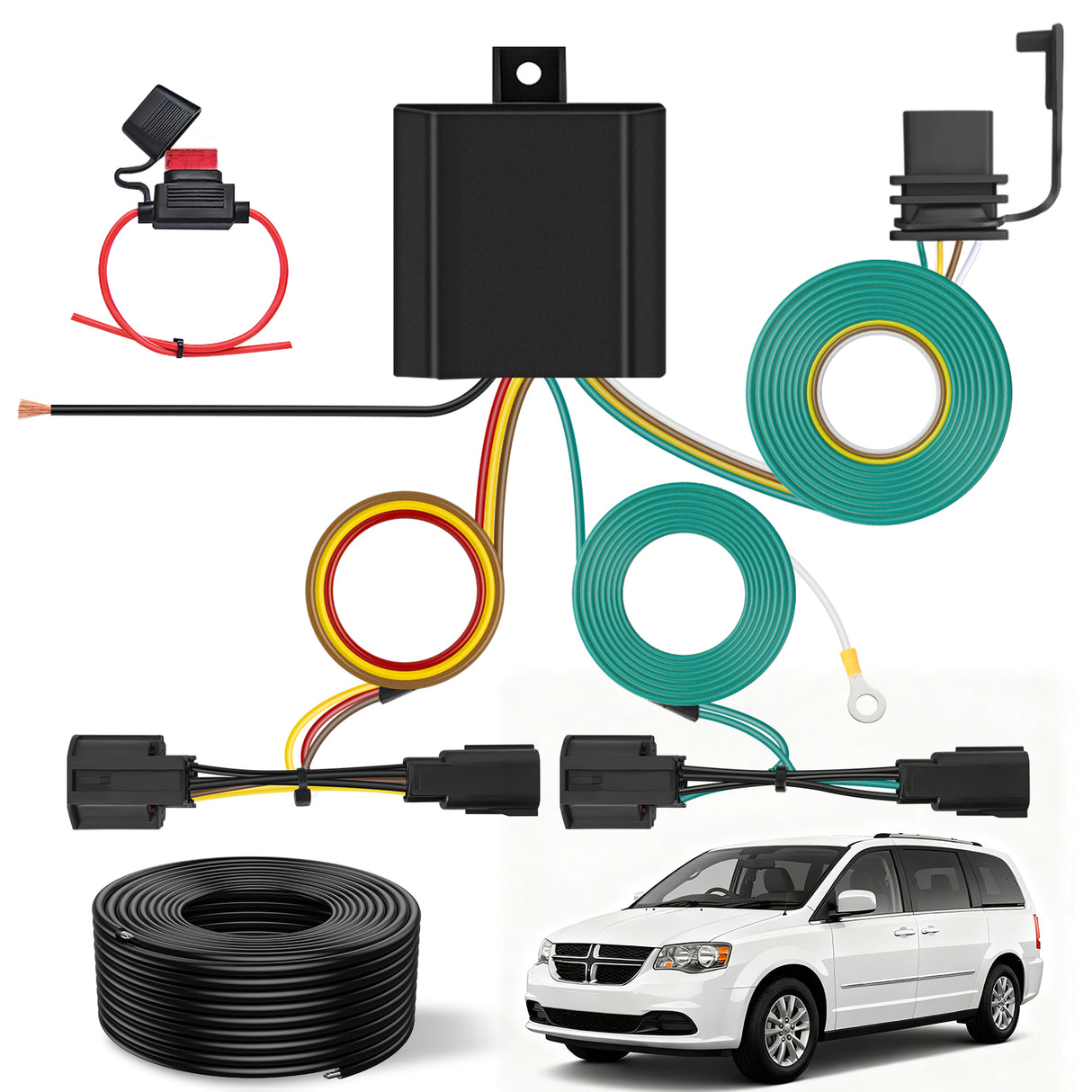 4 Pin Trailer Wiring Harness Kit 56331 for2011 2012 2013 2014 2015 2016 2017 2018 2019 2020 Dodge Grand Caravan Chrysler Town & Country Ram C/V