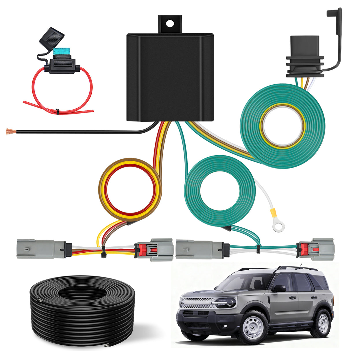 4 Pin Trailer Wiring Harness 56462 Vehicle Side Custom for 2021 2022 2023 2024 Ford Bronco Sport Simple Fit Tow Hitch Harness