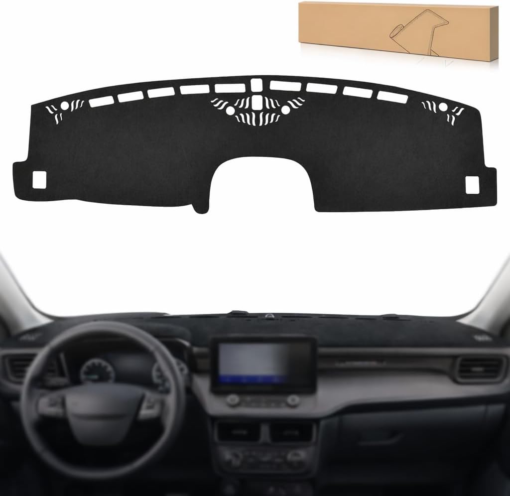 Dash Cover for Ford Maverick 2022-2024, Custom Fit Suede Dashboard Mat Non‑Slip Sunshade Glare Protector Interior Accessories Black