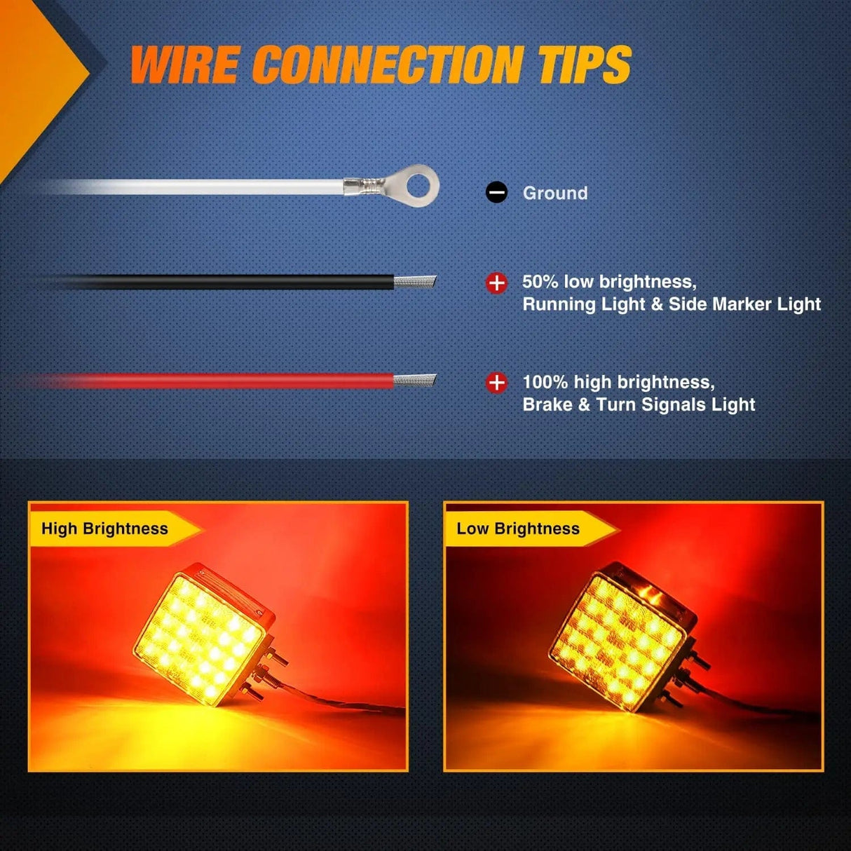 Trailer Fender Lights 52 Leds Amber Red Fender Pedestal Light (2 Pcs)