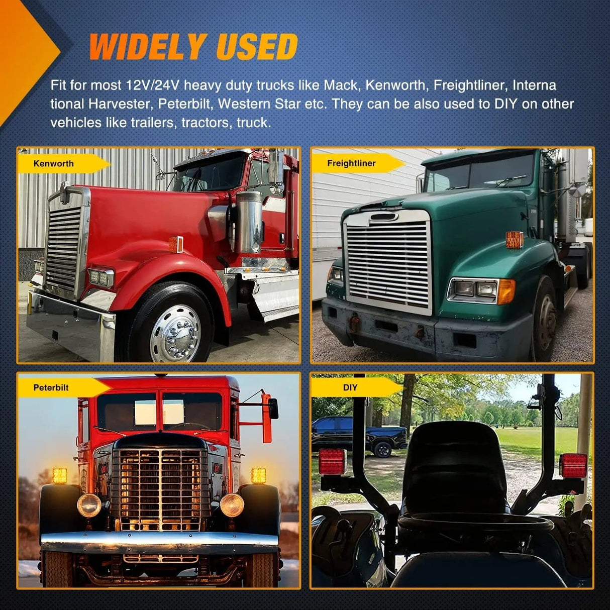 Trailer Fender Lights 52 Leds Amber Red Fender Pedestal Light (2 Pcs)