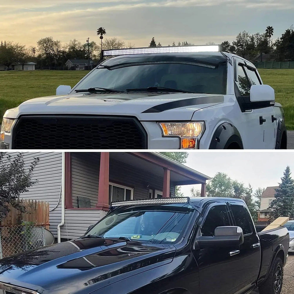 Mounting Accessory 52” Curved Light Bar Bracket at Upper Windshield Roof Cab for 2004-2018 Ford F150 & SVT Raptor (Pair)
