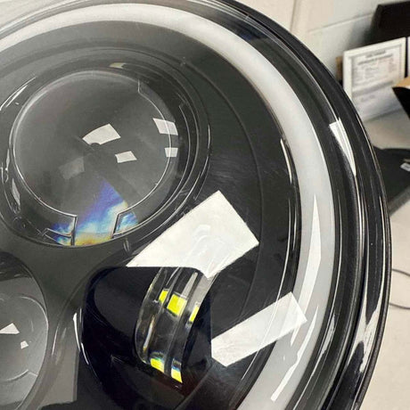 LED Headlight 7 Inch Round LED Halo Headlights w/Turn Signal Amber Light Blue DRL High Low Beam 7Inch Headlight Compatible with 2007 2008 2009 2010 2011 2012 2013 2014 2015 2016 2017 2018 Wrangler JK JKU