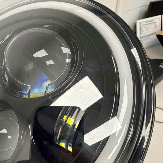 LED Headlight 7 Inch Round LED Halo Headlights w/Turn Signal Amber Light Blue DRL High Low Beam 7Inch Headlight Compatible with 2007 2008 2009 2010 2011 2012 2013 2014 2015 2016 2017 2018 Wrangler JK JKU