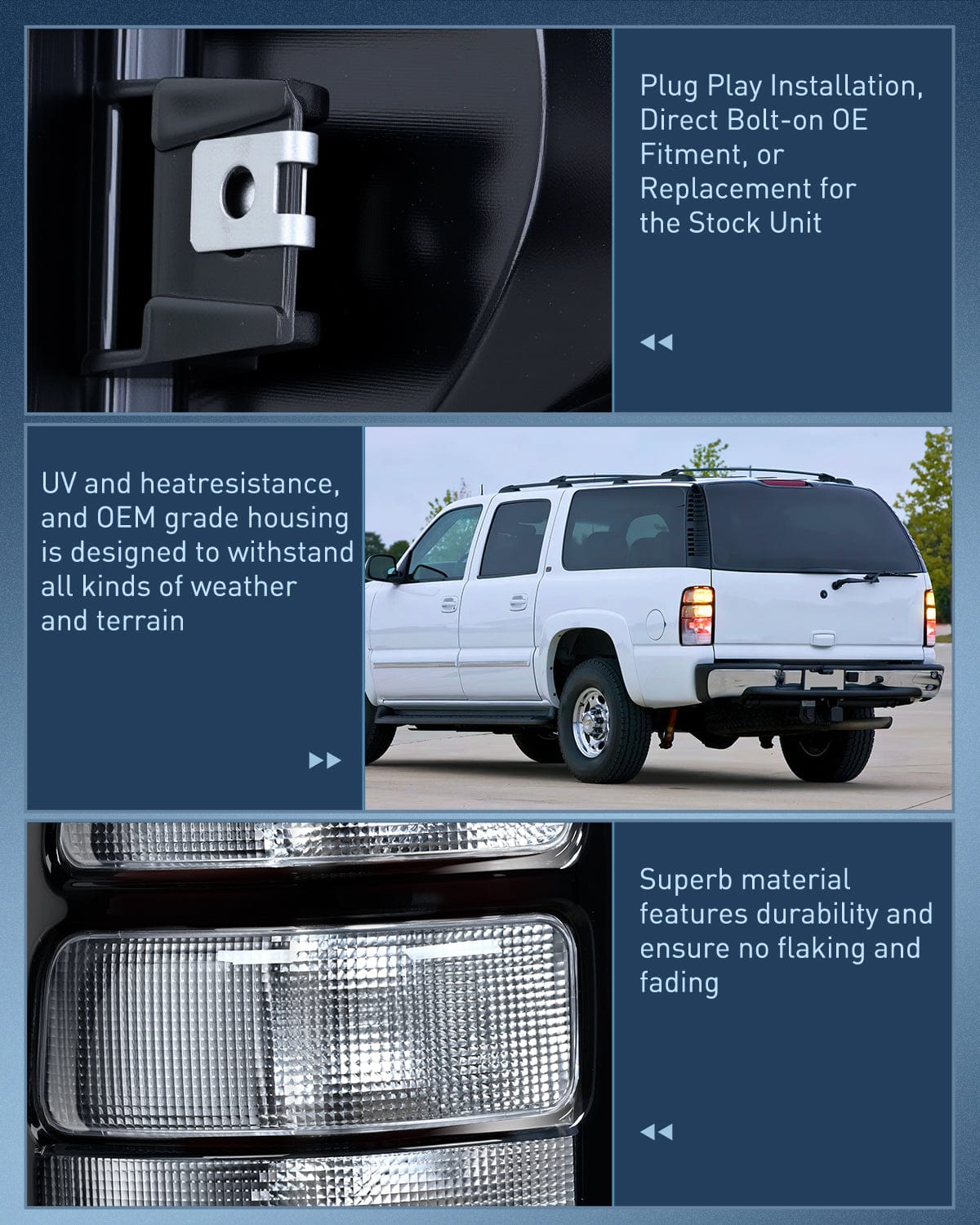 Taillight Assembly Taillight Assembly Compatible with 2000 2001 2002 2003 2004 2005 2006 Chevy Tahoe Suburban GMC Yukon Tail Light OE Style Rear Lamp Replacement Driver and Passenger Side