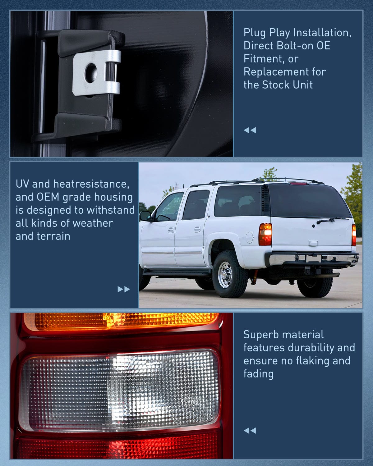 Taillight Assembly Taillight Assembly Compatible with 2000 2001 2002 2003 2004 2005 2006 Chevy Tahoe Suburban GMC Yukon Tail Light OE Style Rear Lamp Replacement Driver and Passenger Side