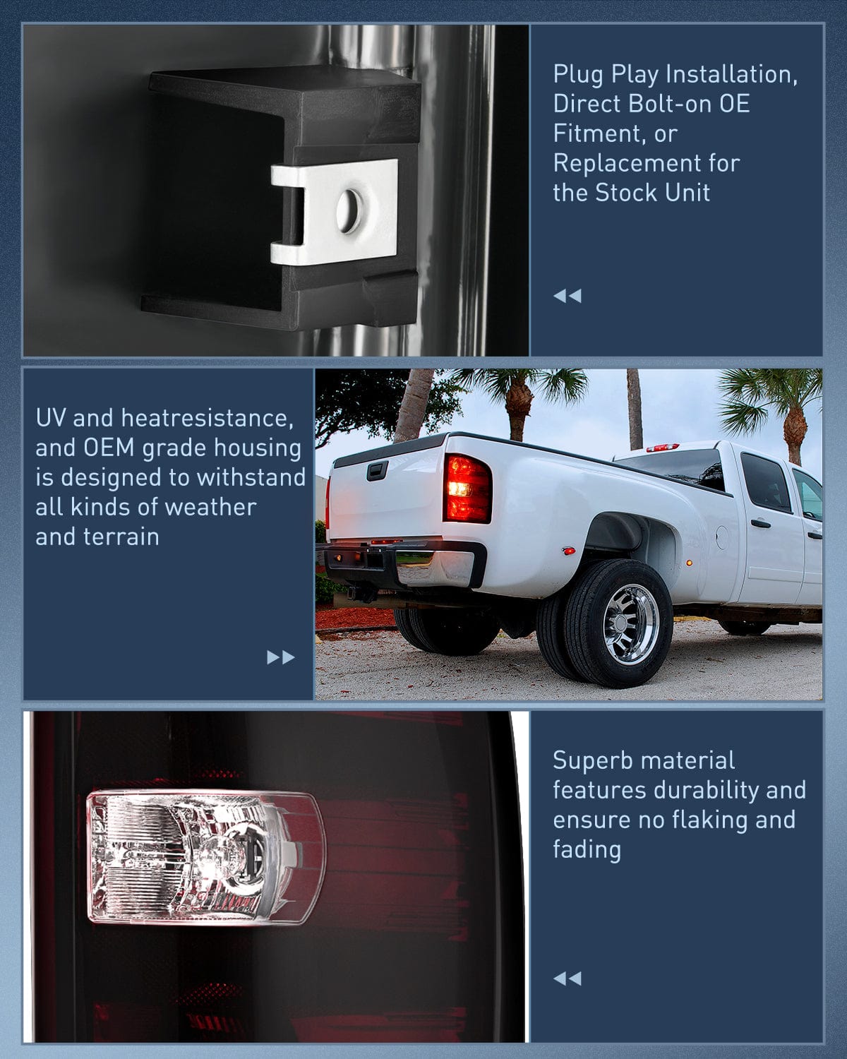 Taillight Assembly Taillight Assembly Compatible with 2007 2008 2009 2010 2011 2012 2013 2013 2014 Chevy Silverado 1500 2500HD 3500HD 2007-2013 GMC Sierra 3500HD Rear Lamp Replacement with Dark Red Lens Passenger