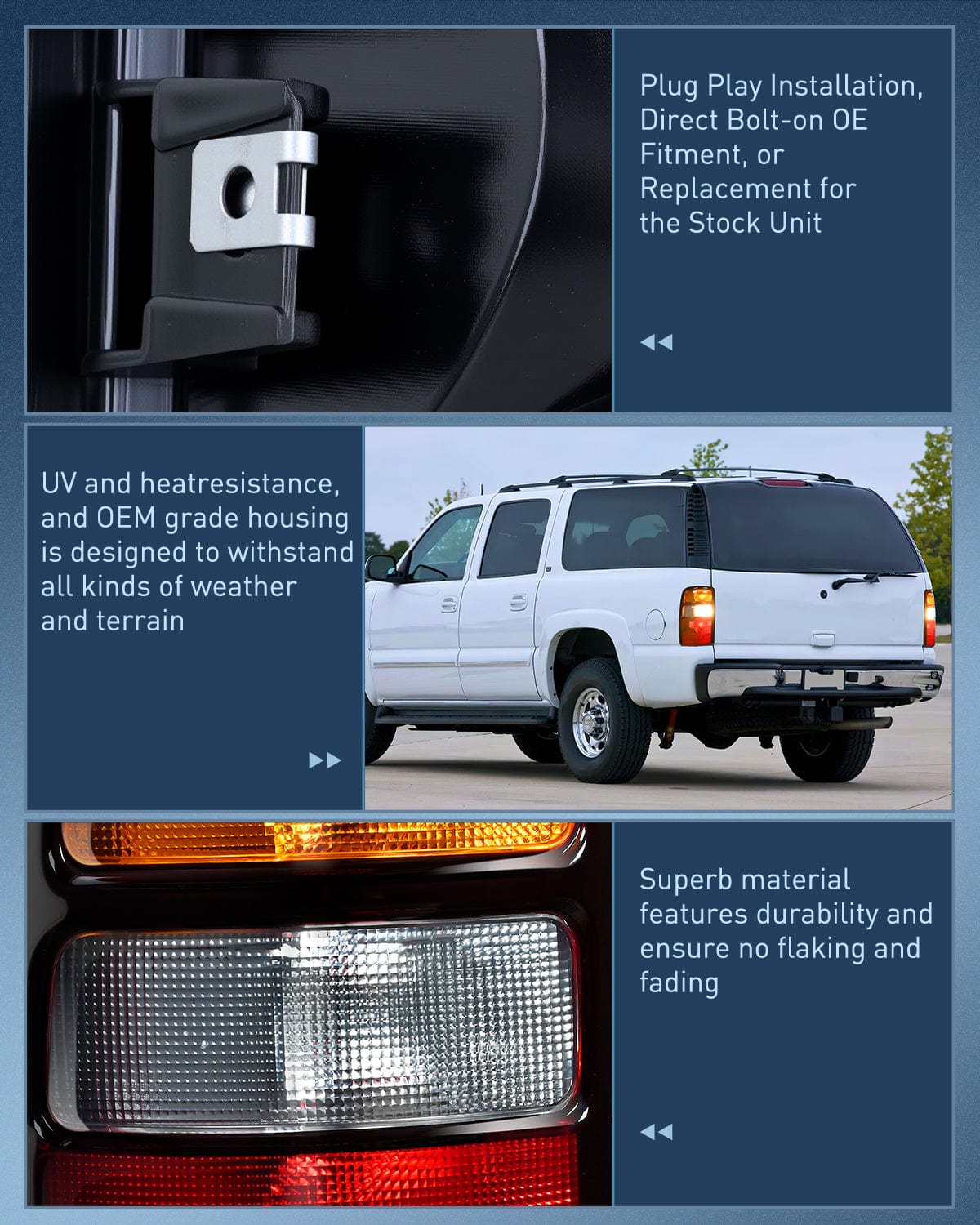 Taillight Assembly Taillight Assembly Compatible with 2000 2001 2002 2003 2004 2005 2006 Chevy Tahoe Suburban GMC Yukon Tail Light OE Style Rear Lamp Replacement Driver and Passenger Side