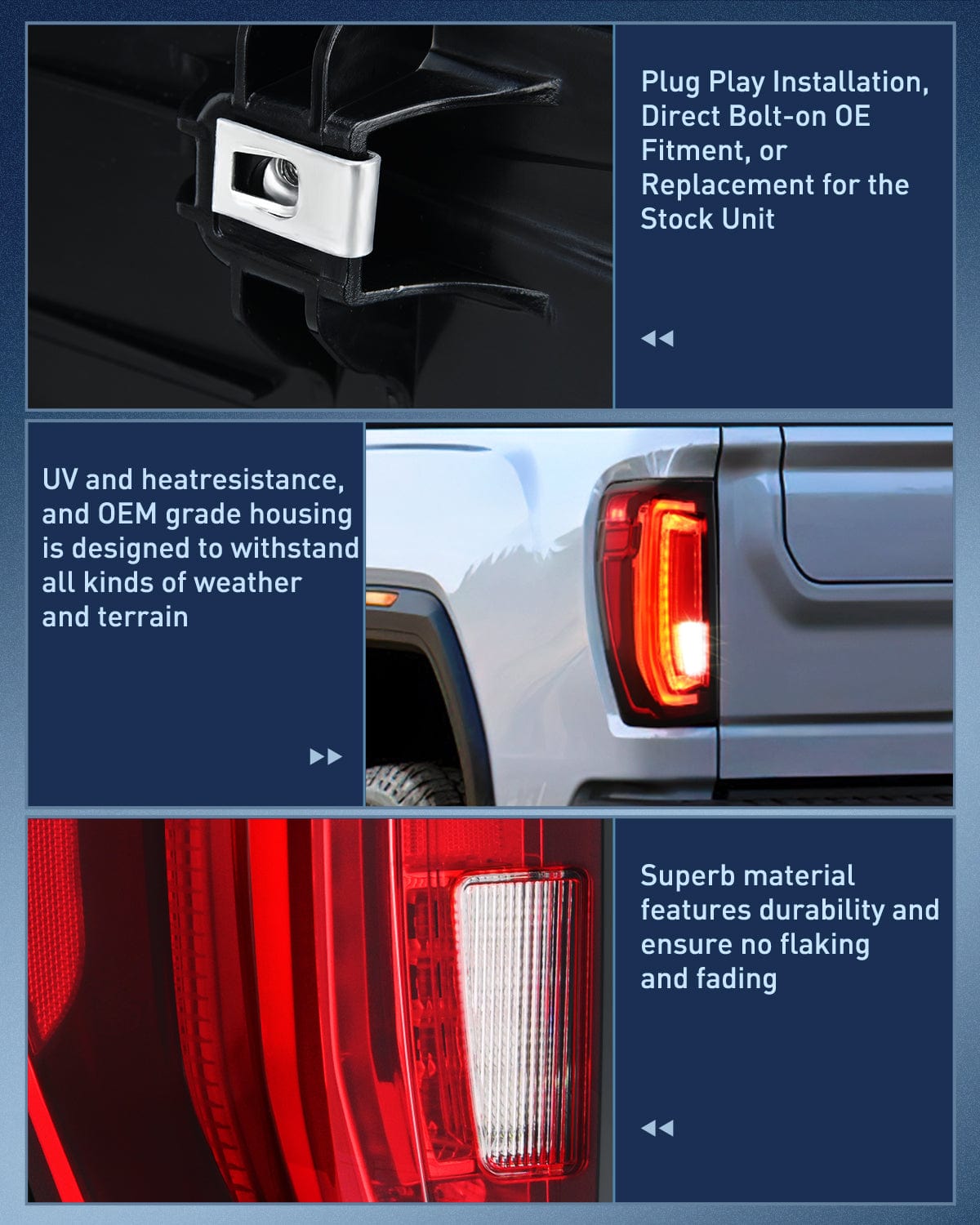 Taillight Assembly Taillight Assembly Compatible with GMC 2019 2020 2021 2022 2023 2024 Sierra 1500 LED Type Tail Lights 2020-2024 Sierra 2500HD 3500HD Rear Lamp Replacement Driver and Passenger Side