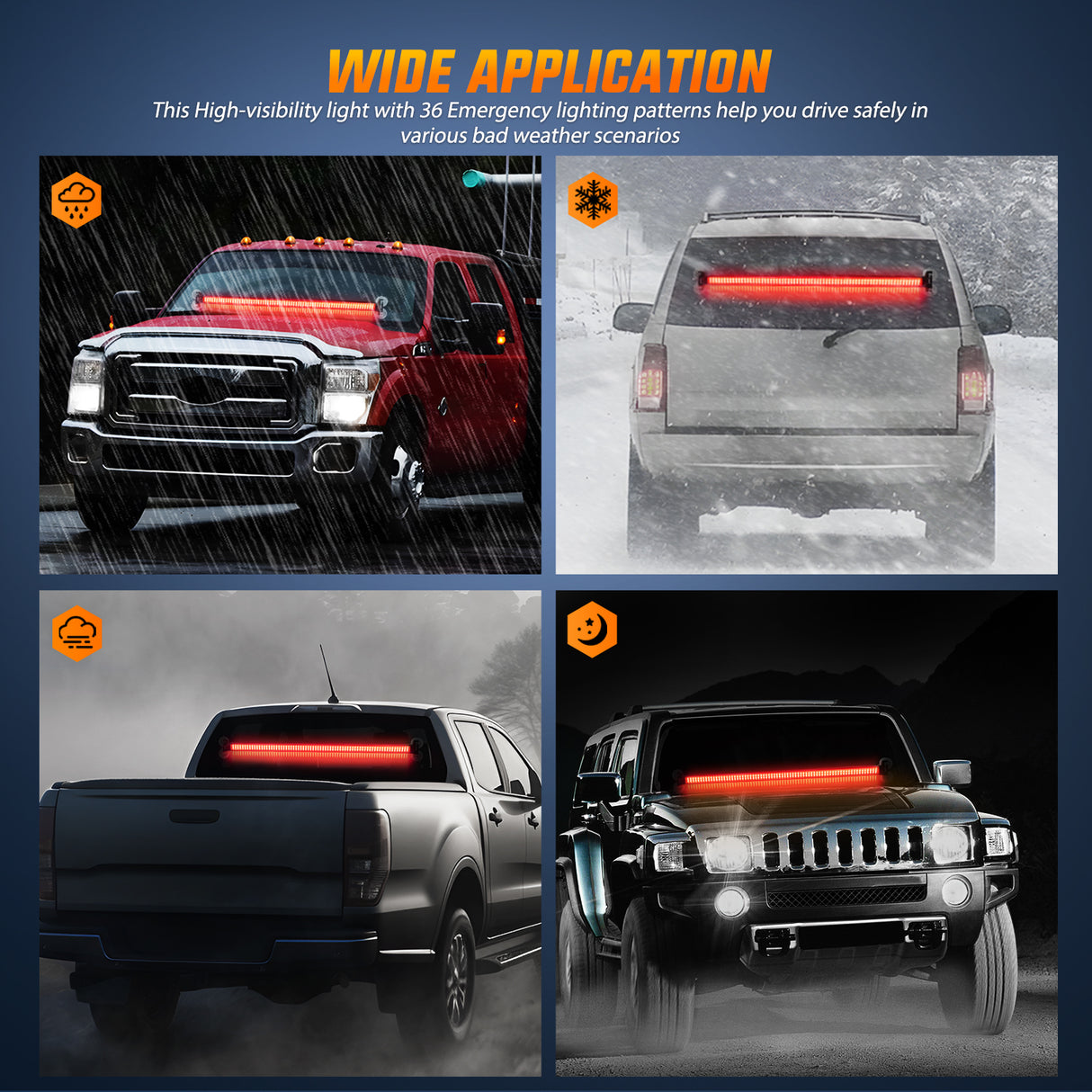 Nilight 144LED Traffic Advisor Strobe Light Bar with Controller Red Emergency Warning Lights Hazard Interior Front/Rear Windshield Flashing for Cars Plow Trucks Construction Vehicles