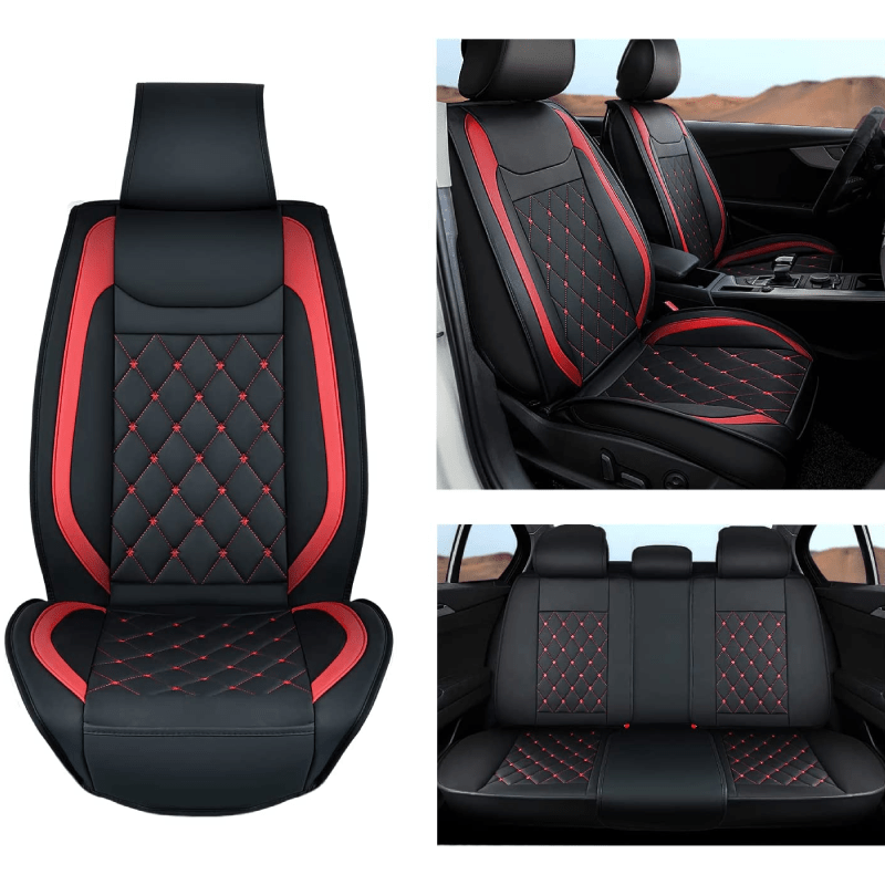 Premium Red Car Seat Cover 5-seats Cushion Set PU Leather Pad For BMW USA  Ship 