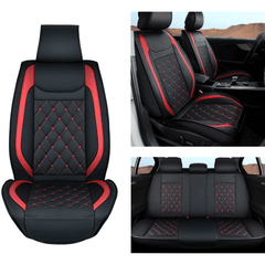 Hyundai Honda Accord Kia Civic Corolla Camry CRV RAV4 Fusion 5 Seat Covers (Full Set, Black Red)