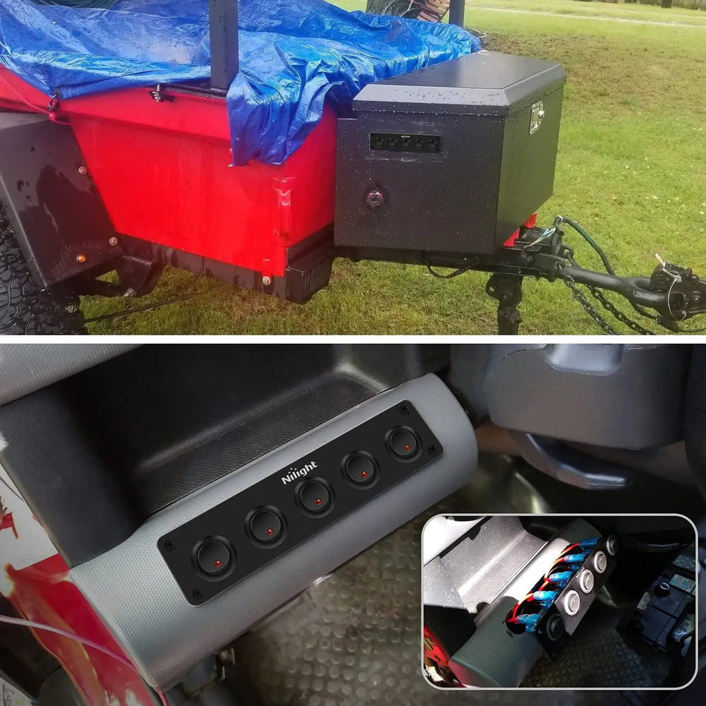 switch panel 5Gang 3Pin Red Rocker Switch Panel