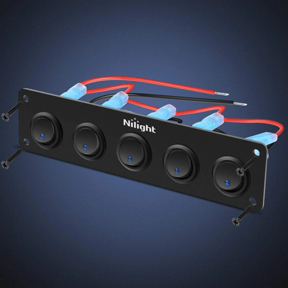 switch panel 5Gang 3Pin Rocker Switch Panel Blue