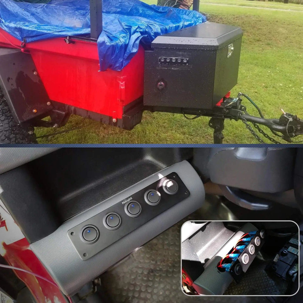 switch panel 5Gang 3Pin Rocker Switch Panel Blue