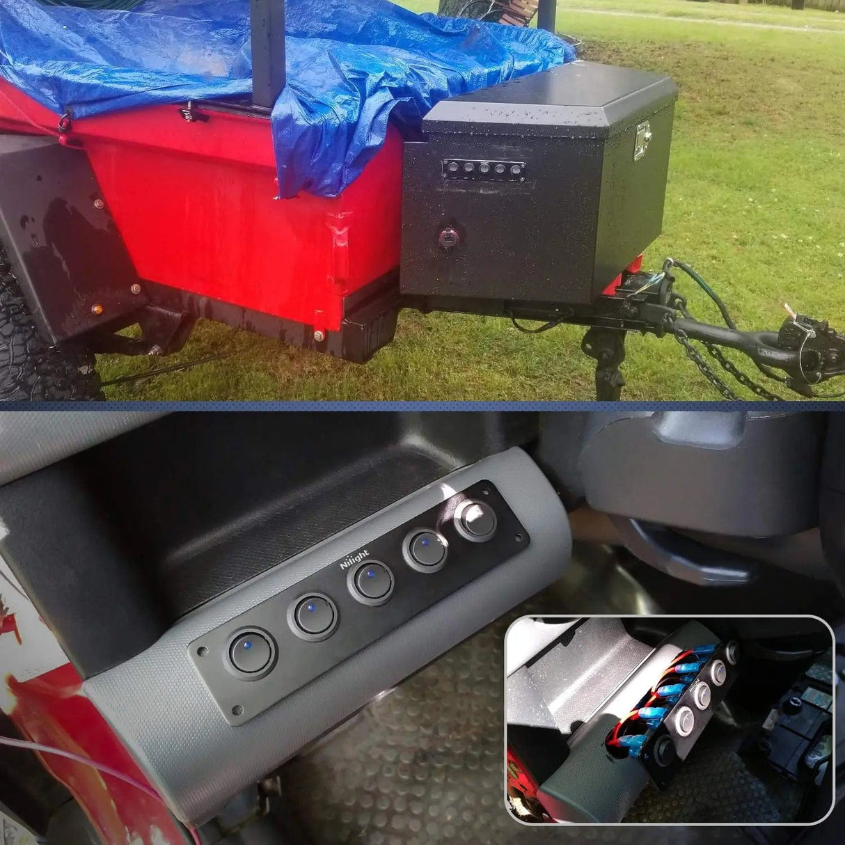 switch panel 5Gang 3Pin Rocker Switch Panel Blue